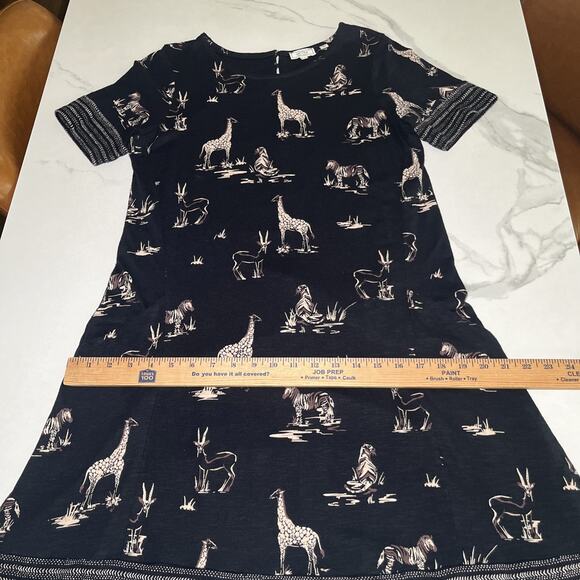 Fat Face Black Zebra Giraffe Tiger Safari Jersey Easy Wear Dress US 6 EU 39 EUC - Picture 6 of 12